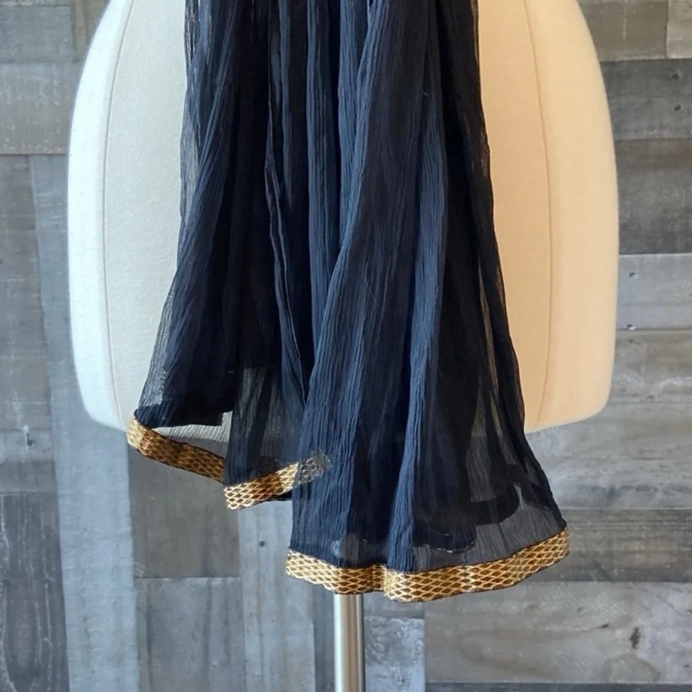 Gorgeous black green gold ombré scarf lightweight dark feminine witchy coastal